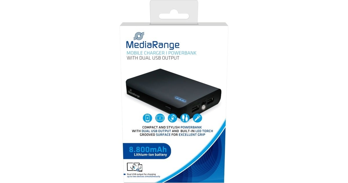 MediaRange Powerbank MR752, 8.800 mAh schwarz