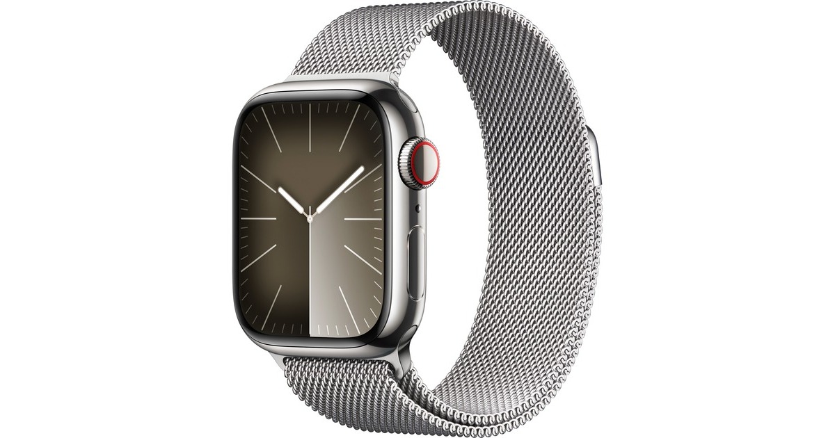 Apple Watch Series 9, Smartwatch silber/silber, Edelstahl, 41 mm 