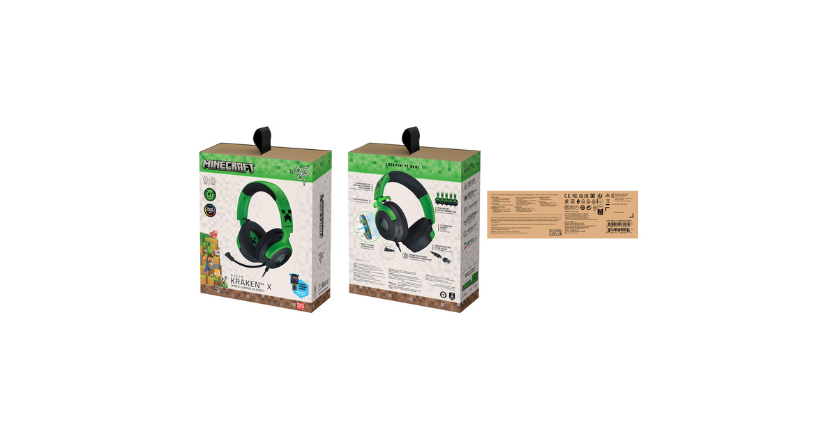 Razer Kraken V4 X - Minecraft Edition, Gaming-Headset schwarz/grün