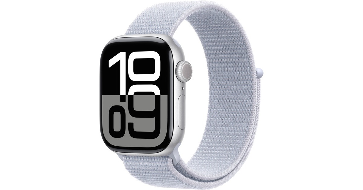 Apple Watch Series 10 Smartwatch silber Aluminium 42 mm Sport Loop blaue Wolke Cellular