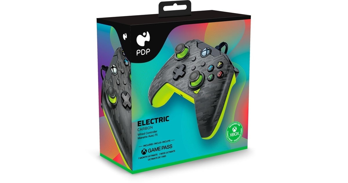 PDP Wired Controller - Electric Carbon, Gamepad anthrazit/neon  