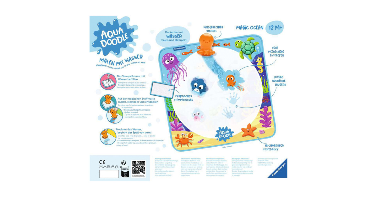 Ravensburger Ministeps Aqua Doodle ABC – Magische Malmatte 60 X 75 Cm – Malt Nur Mit Wasser, Trocknet Unsichtbar