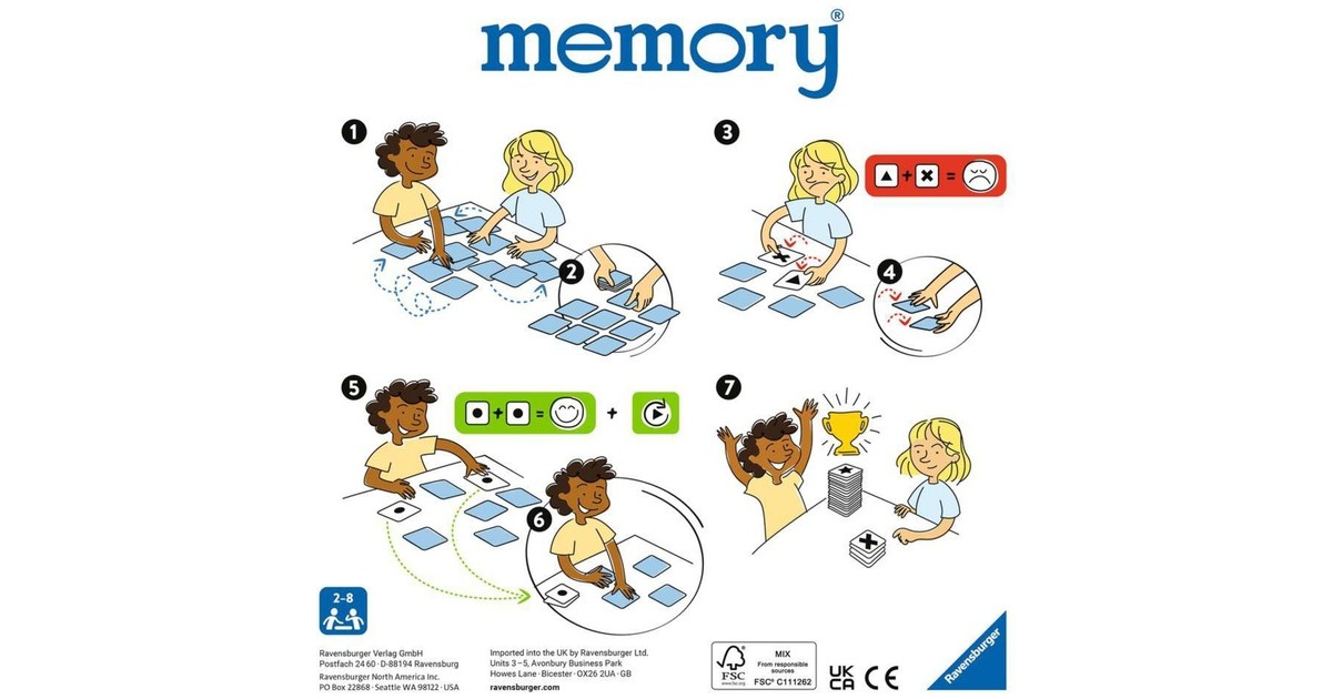 Jeu De Mémoire Memory Classique Ravensburger Pour Enfants - Multicolore, Modèle 20889