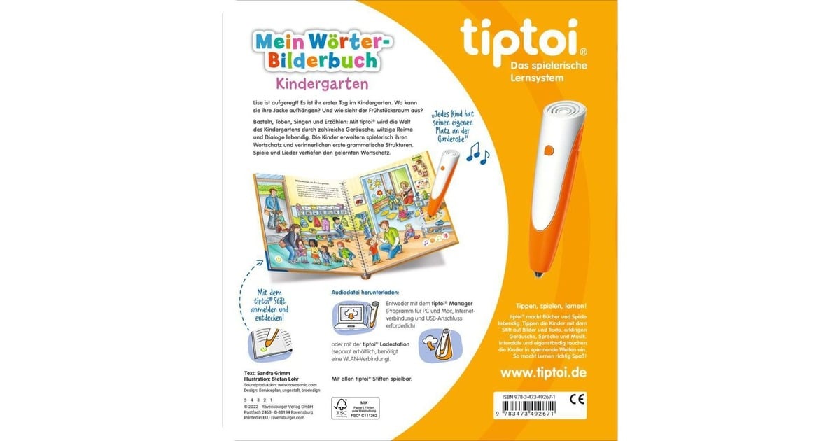 Ravensburger tiptoi Mein Wörter-Bilderbuch: Kindergarten, Lernbuch