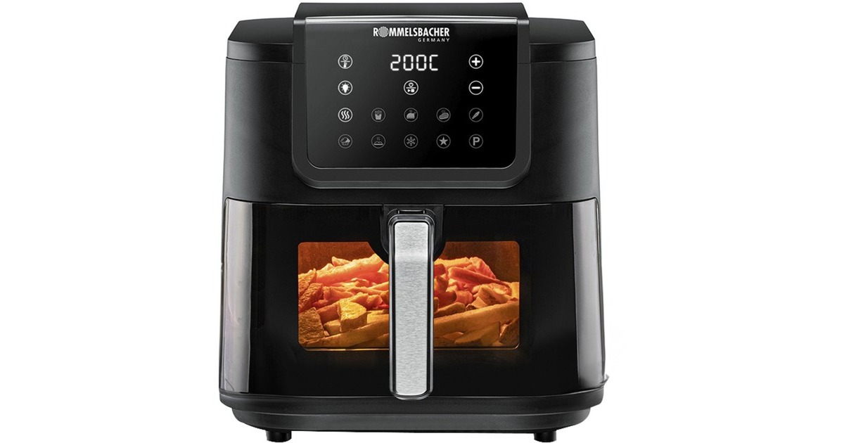 ROMMELSBACHER FRH1700 XXL Heißluftfritteuse 8 L, 1700 Watt, Schwarz