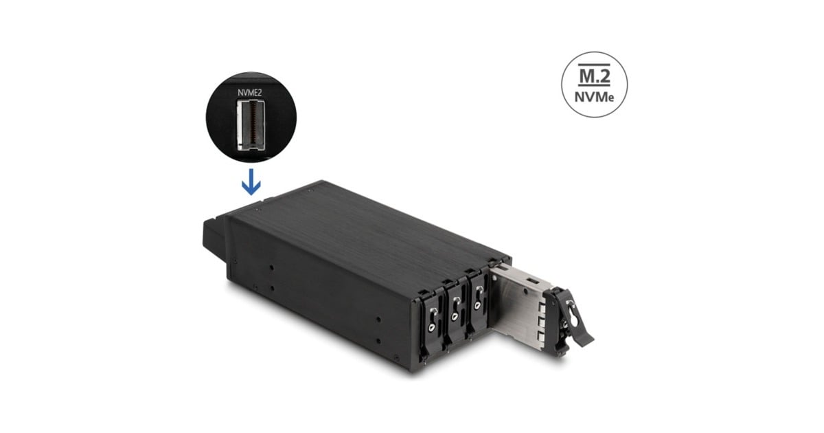 DeLOCK Slim Bay Wechselrahmen für 4 x M.2 NVMe SSD mit Slim SAS 