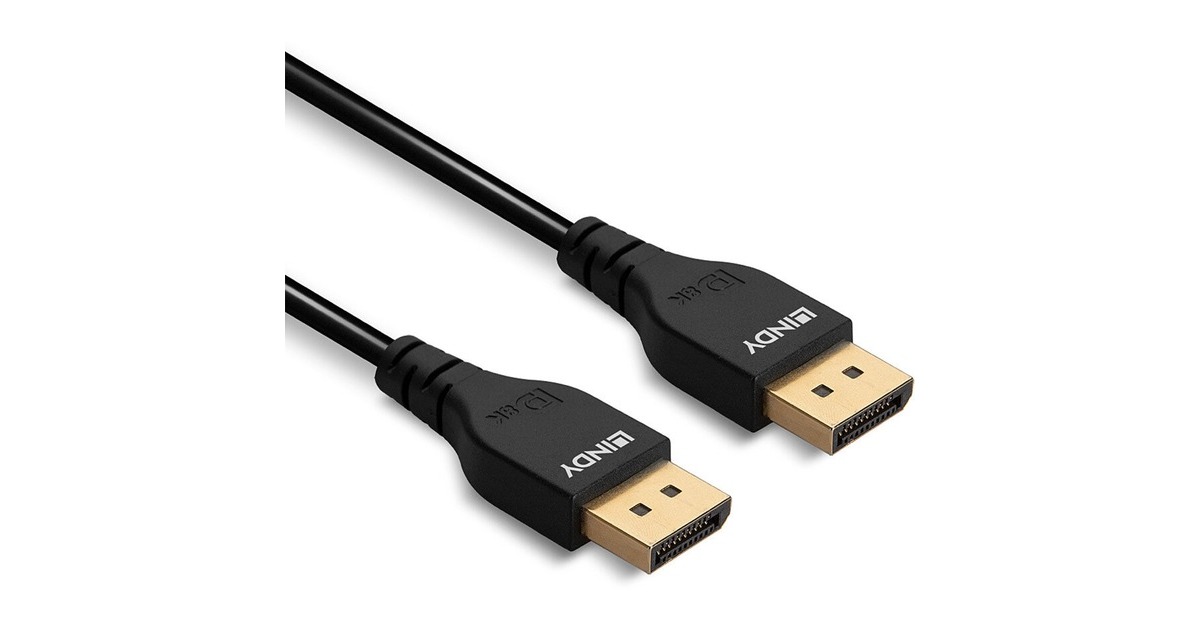 Lindy DisplayPort 1.4 Kabel, Slim schwarz, 3 Meter
