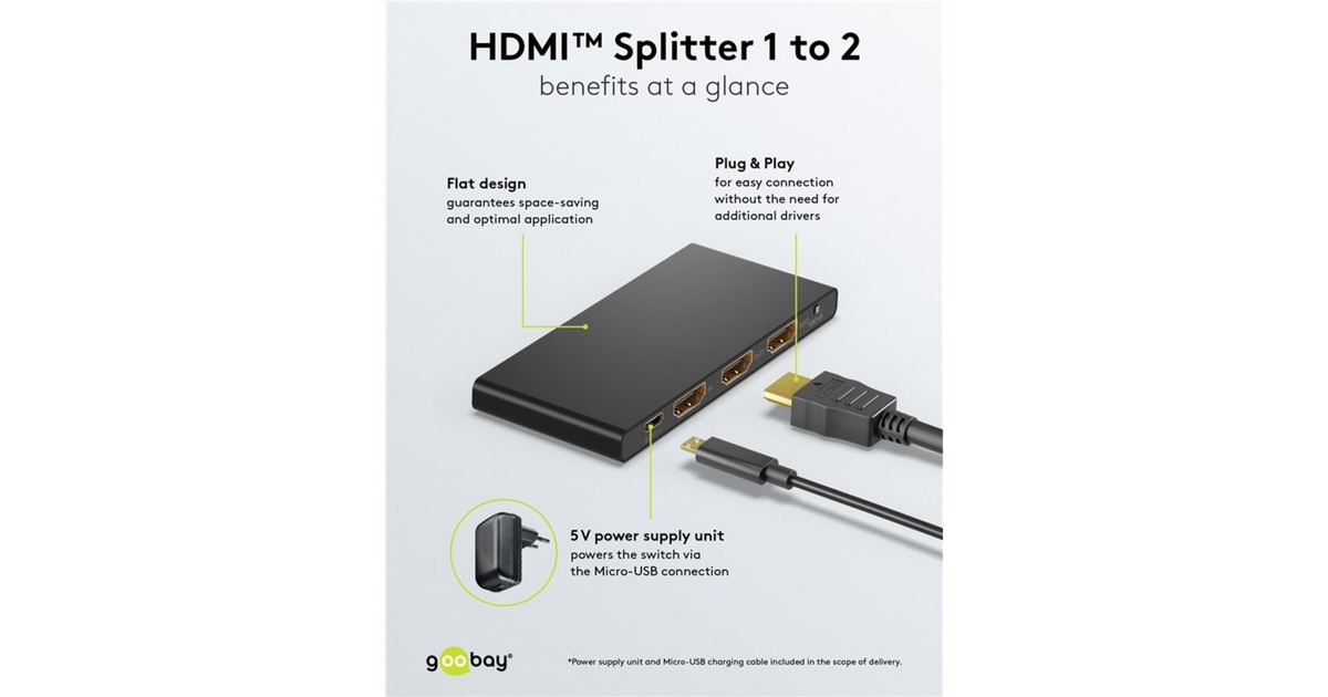 Goobay 58484 Splitter HDMI 1 à 8 - Distributeur Supportant des