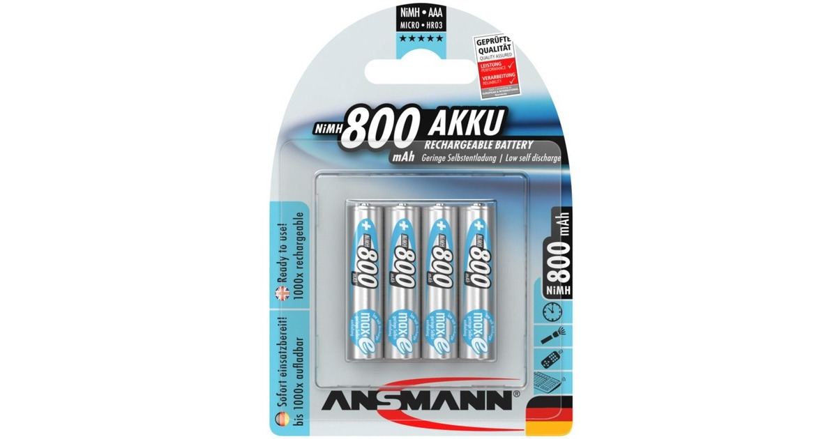 Ansmann maxE 800mAh NiMh, Akku silber