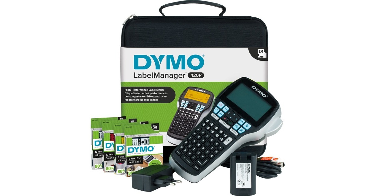 Dymo LabelManager 420P, Beschriftungsgerät schwarz/silber, mit ABC  