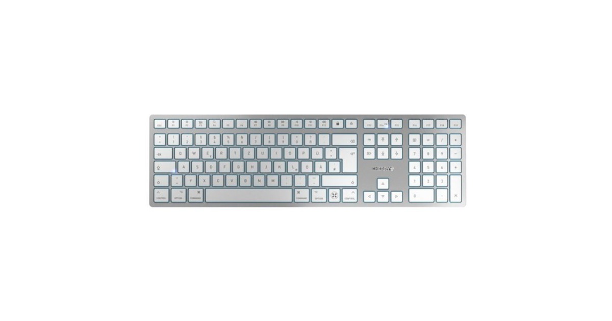 CHERRY KW 9100 SLIM FOR MAC, Tastatur silber/weiß, DE-Layout  