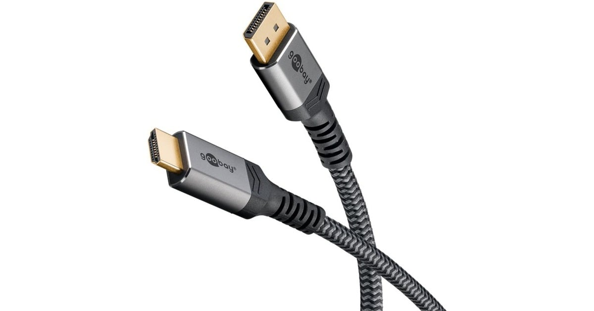 goobay Plus DisplayPort > HDMI Adapterkabel, 4K @ 60Hz grau, 1 Meter