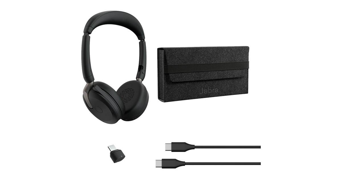 Jabra Evolve2 65 Flex Duo, Headset schwarz, Stereo, UC, USB-C 