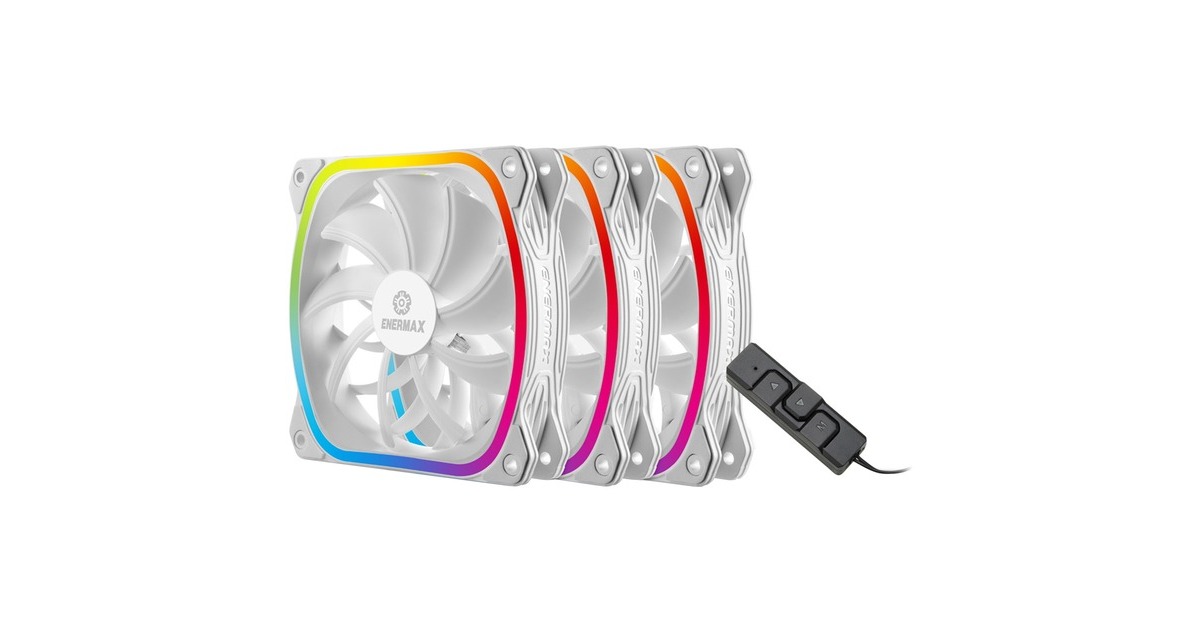 Enermax SquA RGB White 3 Pack 120x120, Gehäuselüfter weiß, inkl  
