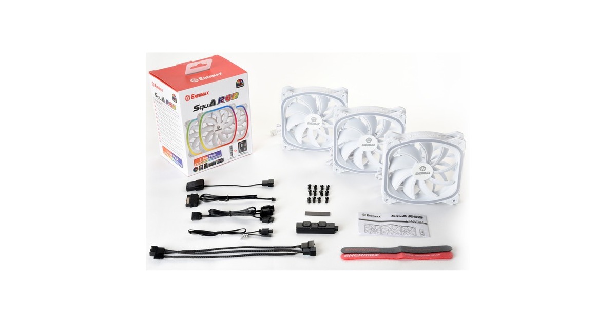 Enermax SquA RGB White 3 Pack 120x120, Gehäuselüfter weiß, inkl 