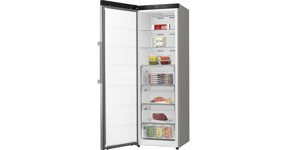 Gorenje FNC618D6XWF Gefrierschrank Freistehend – 312 Liter, 185 Cm Höhe, SmartFit, AdaptTech KI-Temperaturregelung, Convert -24°C Bis +8°C, ConnectLife WiFi, Inverter, Edelstahl