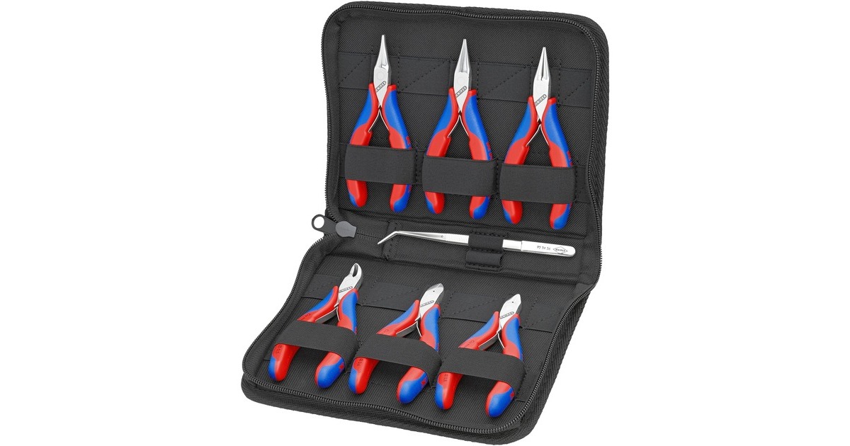 KNIPEX Elektronikzangen-Set 002016, 7-teilig rot/blau