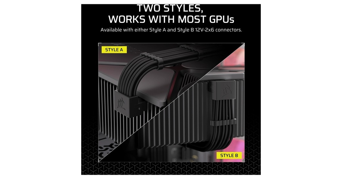 CORSAIR 90° 12V-2x6 GPU-Stromkabel Typ 5 – Für NVIDIA RTX Grafikkarten, Ultra-flexibel
