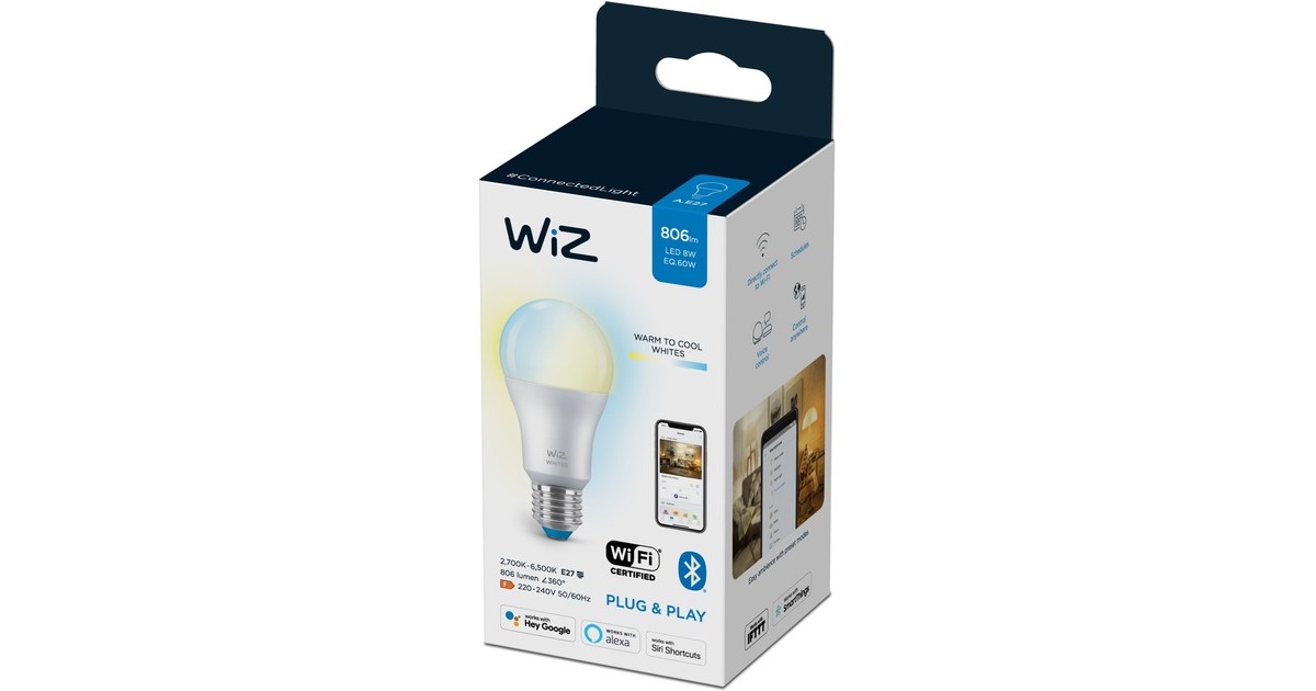 WiZ Whites LED-Lampe A60 E27 ersetzt 60 Watt