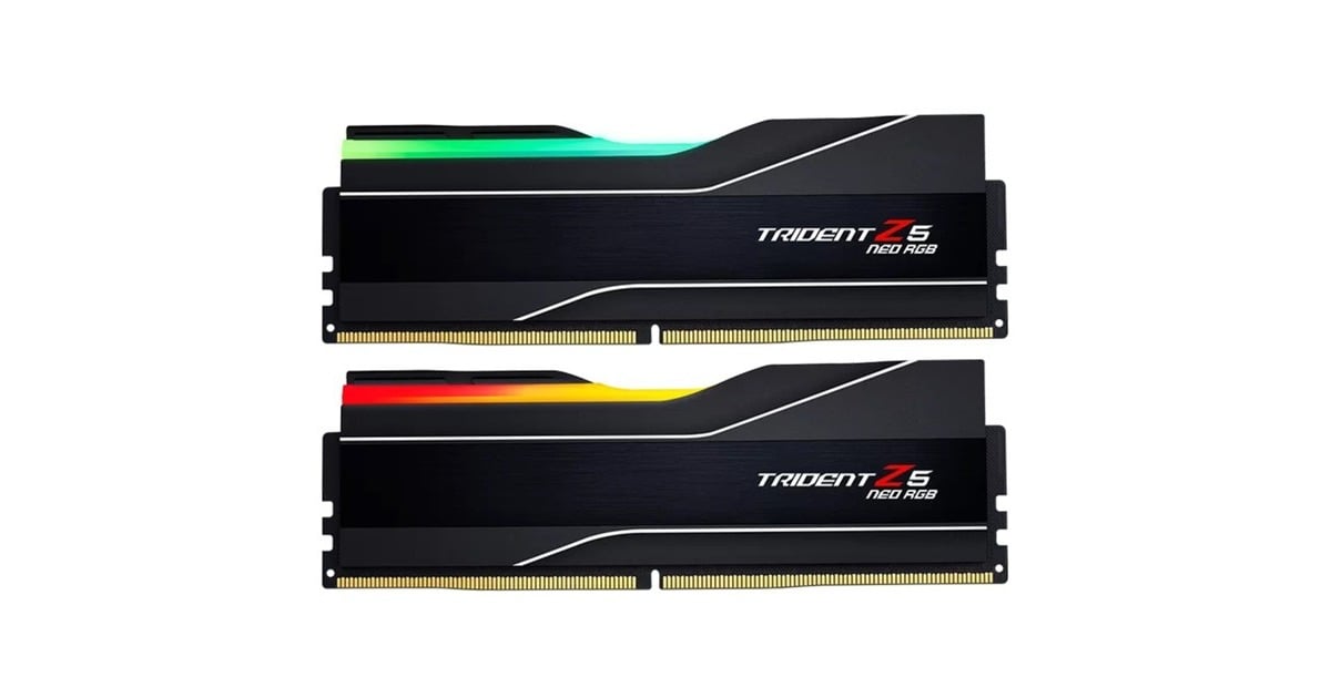 G.Skill DIMM 64 GB DDR5-6000 (2x 32 GB) Dual-Kit, Arbeitsspeicher schwarz, F5-6000J3238G32GX2-TZ5NR, Trident Z NEO RGB, AMD EXPO G.Skill DIMM 64 GB DDR5-6000 (2x 32 GB) Dual-Kit, Arbeitsspeicher schwarz, F5-6000J3238G32GX2-TZ5NR, Trident Z NEO RGB, AMD EXPO