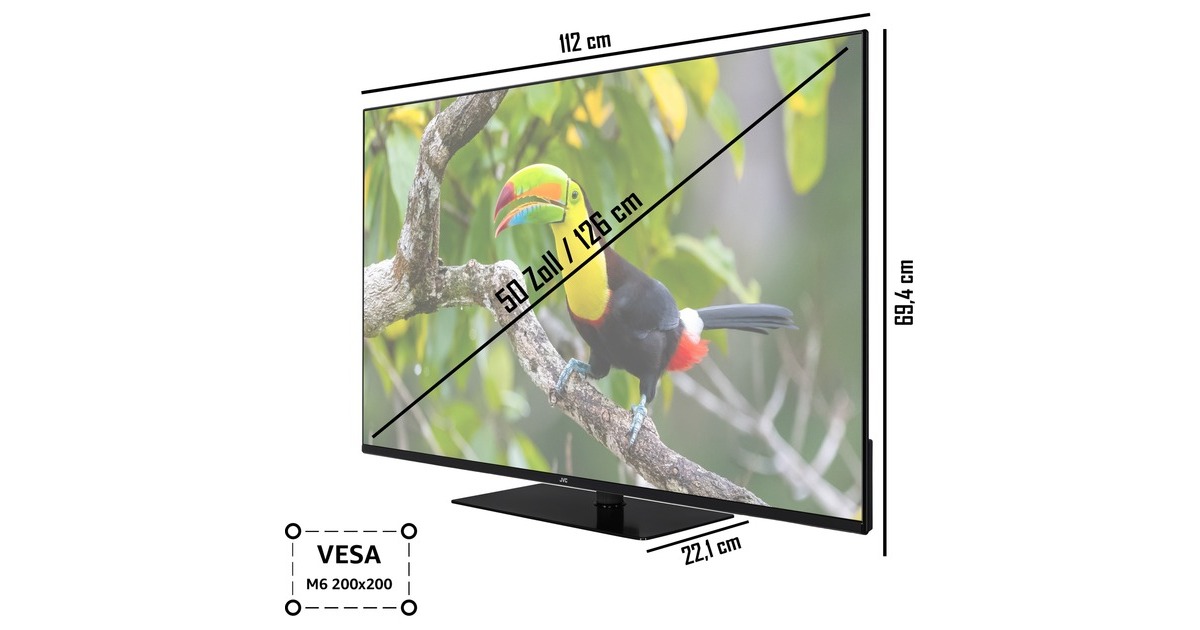 JVC LT-50VU6355, LED-Fernseher 126 cm (50 Zoll), schwarz, UltraHD/4K ...