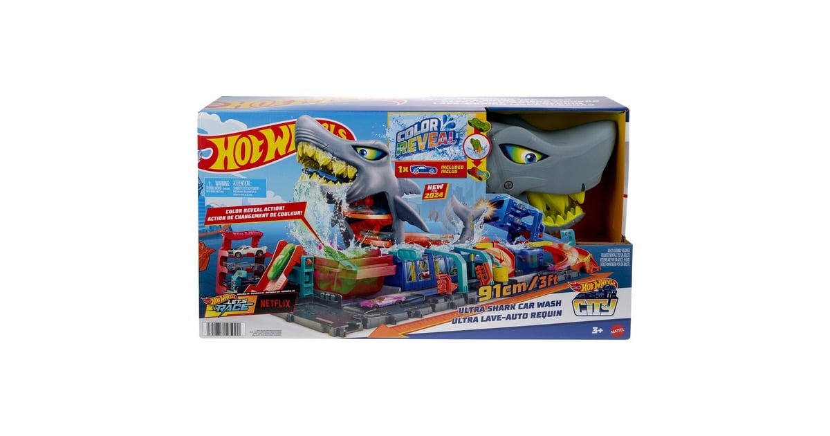 Color Reveal Autolavado Hot Wheels Tiburon Car Wash Pista De Agua