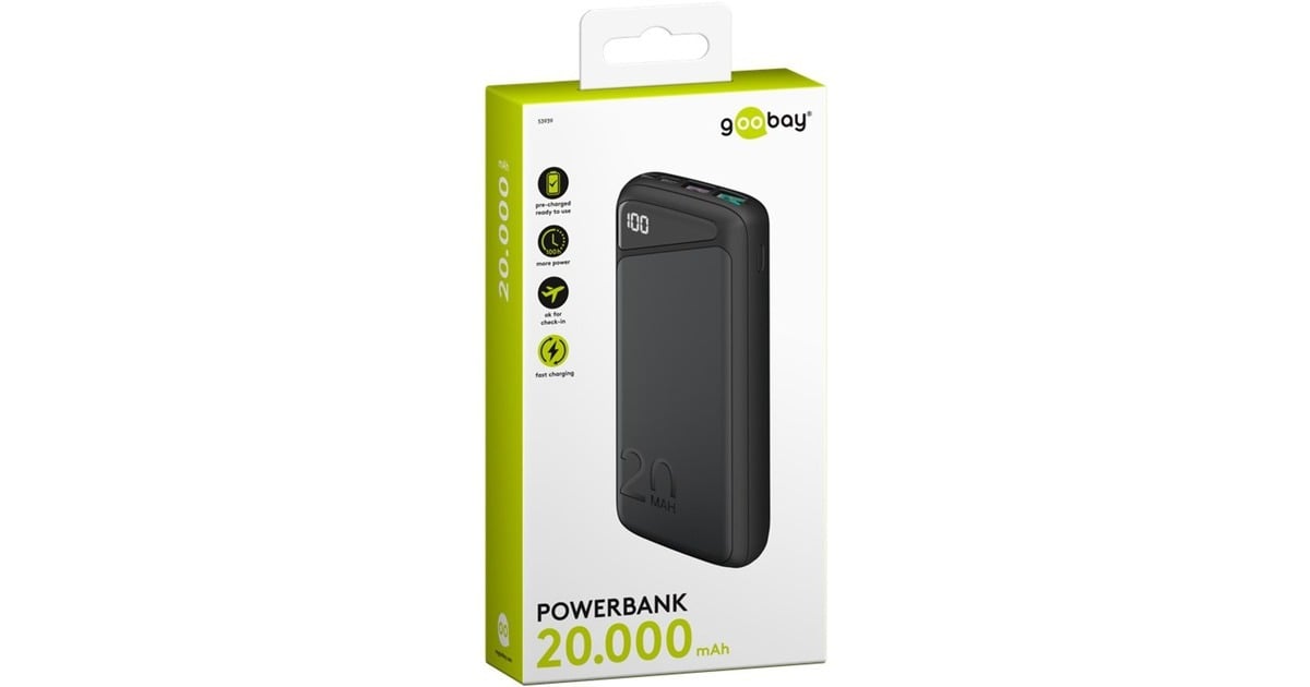 goobay Powerbank a ricarica rapida per esterni 20.000 mAh