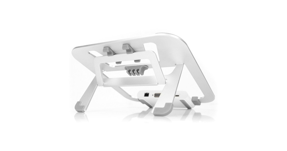 Digitus Variabler Laptopständer weiß/silber, USB-C, HDMI, VGA