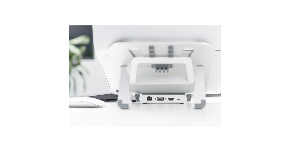 Digitus Variabler Laptopständer weiß/silber, USB-C, HDMI, VGA 
