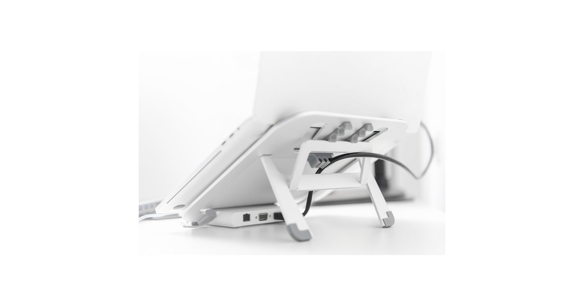 Digitus Variabler Laptopständer weiß/silber, USB-C, HDMI, VGA
