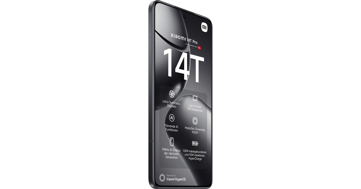 Xiaomi 14T Pro 512GB, Handy Titan Black, 5G, 12 GB LPDDR5X