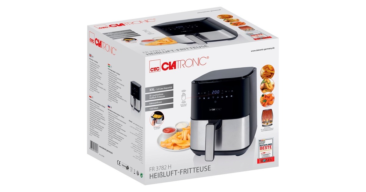 Clatronic FR 3649 Freidora Eléctrica, 2,5L, Acero Inox, Desmontable