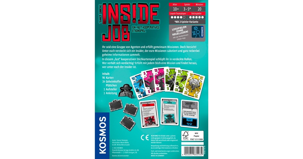 Inside Job Für 3 - 5 Spieler Mit 2er-Variante. Spieldauer: 20