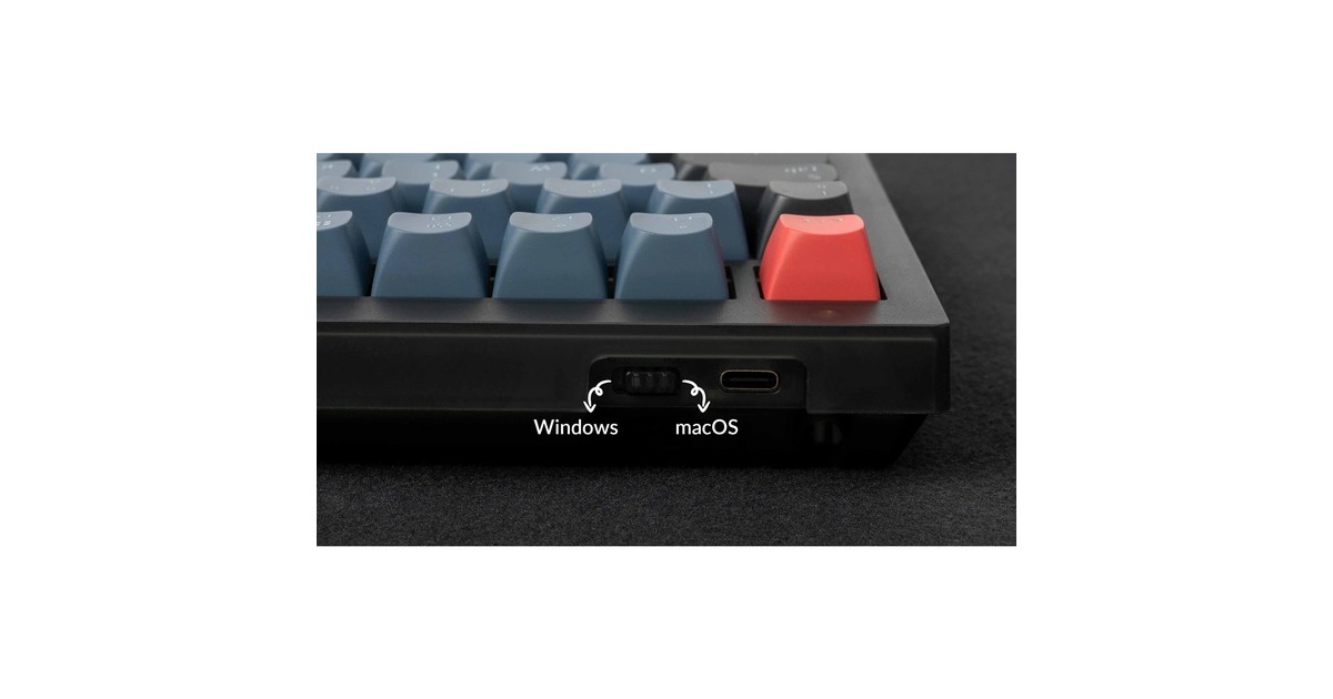 Keychron V1 Knob, Gaming-Tastatur schwarz/blaugrau, DE-Layout