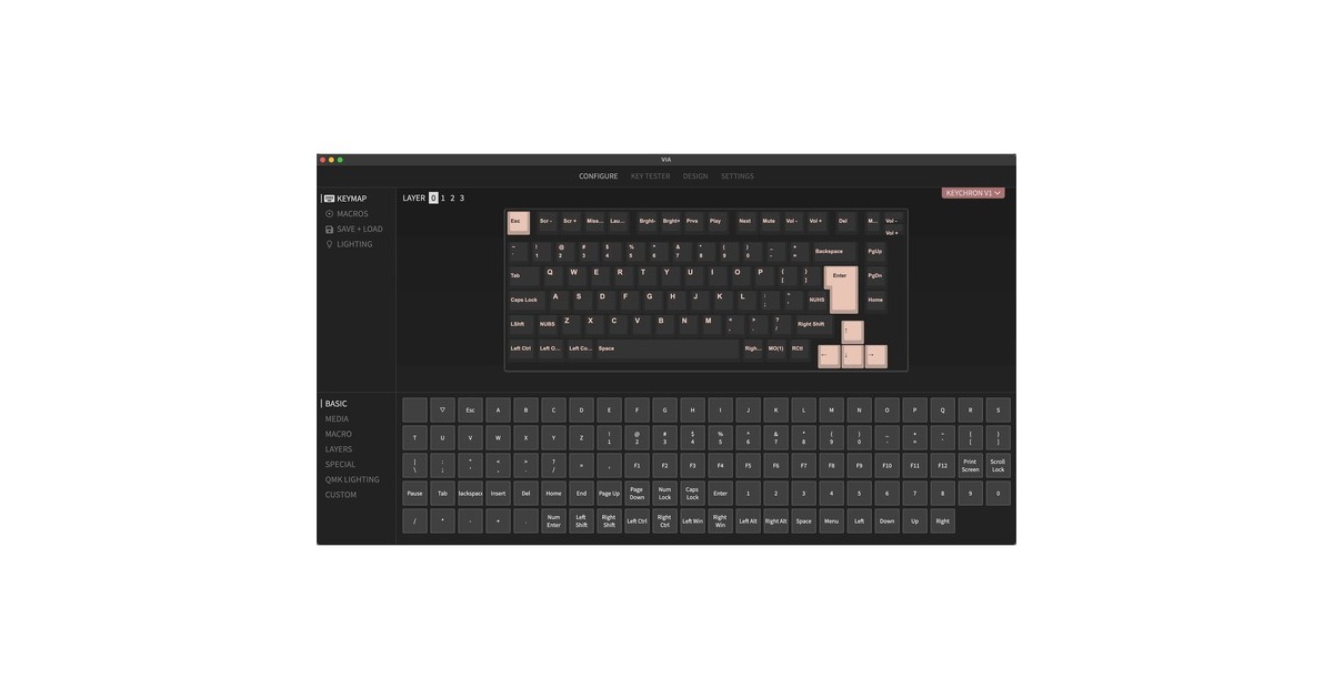 Keychron V1 Knob, Gaming-Tastatur schwarz/blaugrau, DE-Layout