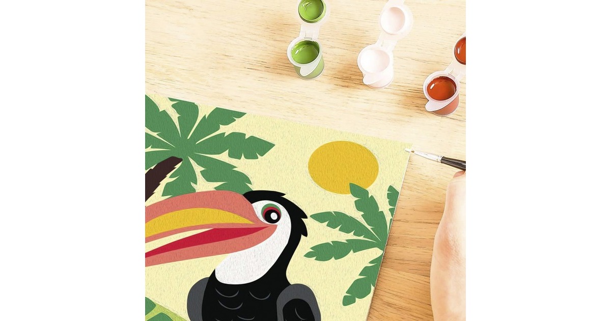 Ravensburger CreArt Pintura Por Números – Tucán En La Selva, Con Líneas Coloreadas, Marco Y 10 Pinturas, Para Niños +7 Años