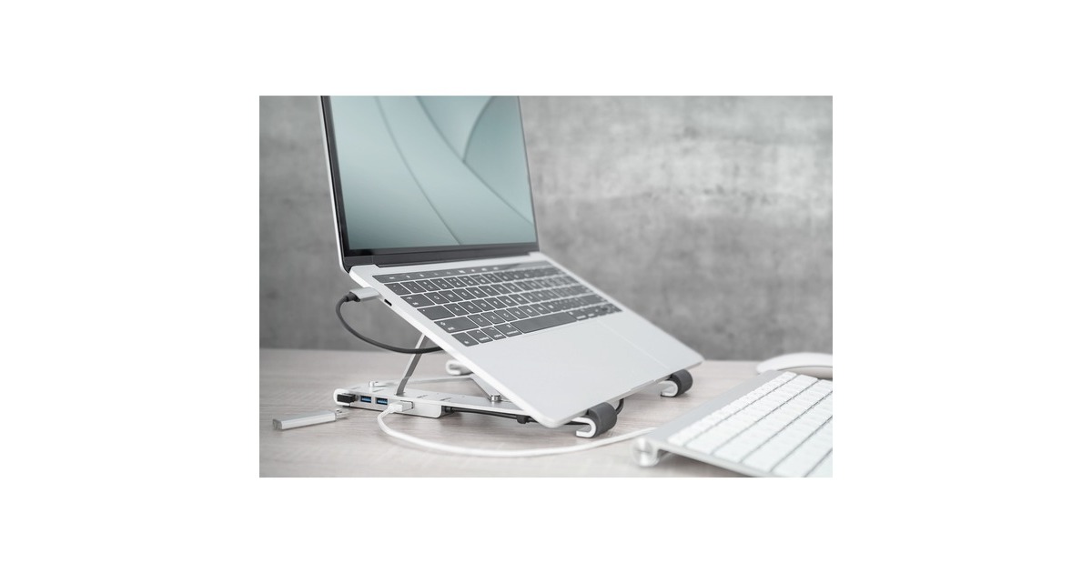 Digitus Variabler Laptopständer weiß, USB-A, USB-C 