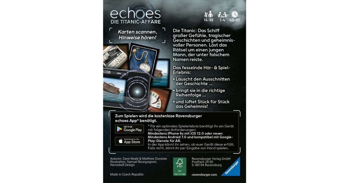 Ravensburger Echoes 24698 - Gioco Audio Mystery L'affare Titanic, dai