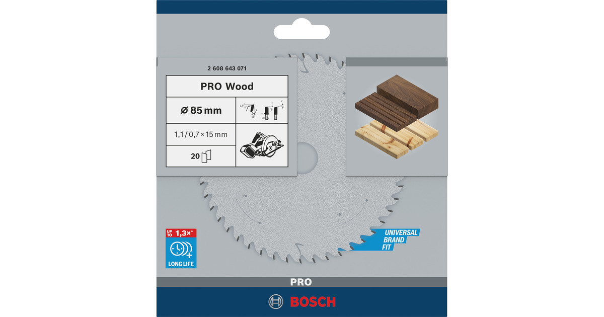 Bosch Professional Kreissägeblatt Optiline Wood, Ø 85mm, 20Z  