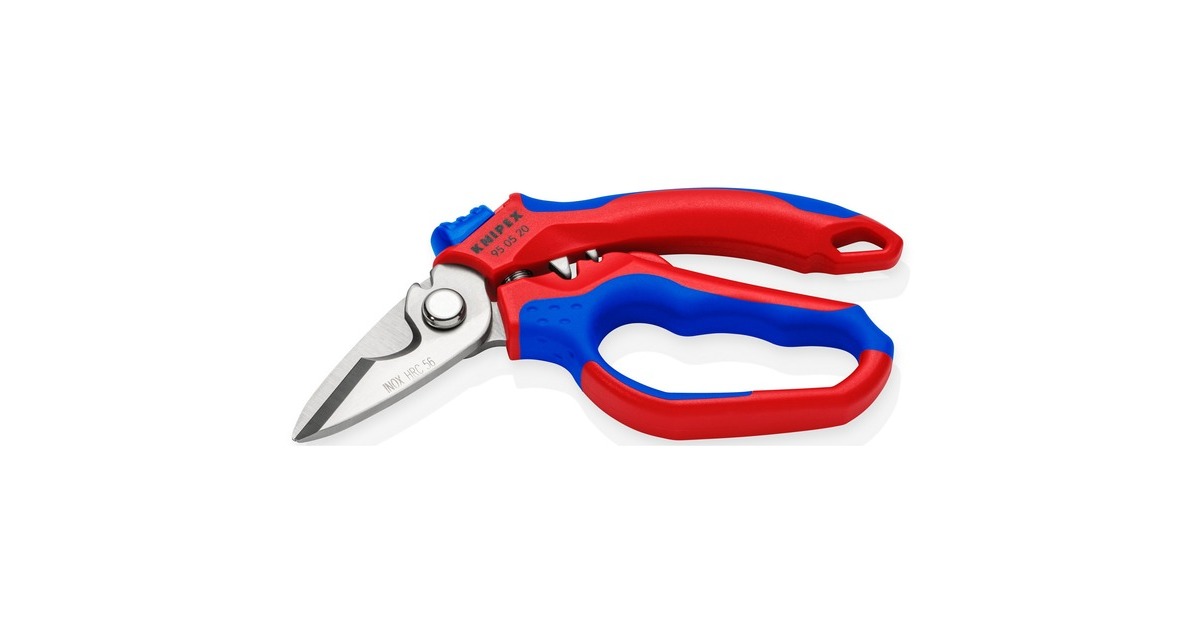 KNIPEX Gewinkelte Elektrikerschere 95 05 20 SB rot/blau