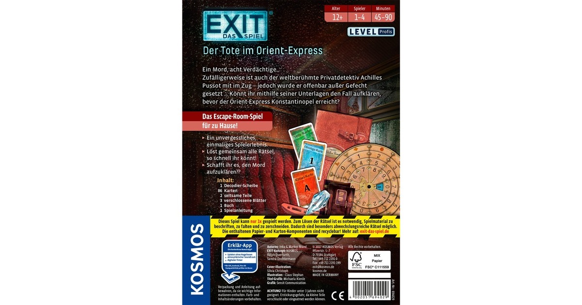 EXIT - Il Morto Nell'Orient Express: Gioco Da Tavolo Mistery Per 1-4 Giocatori