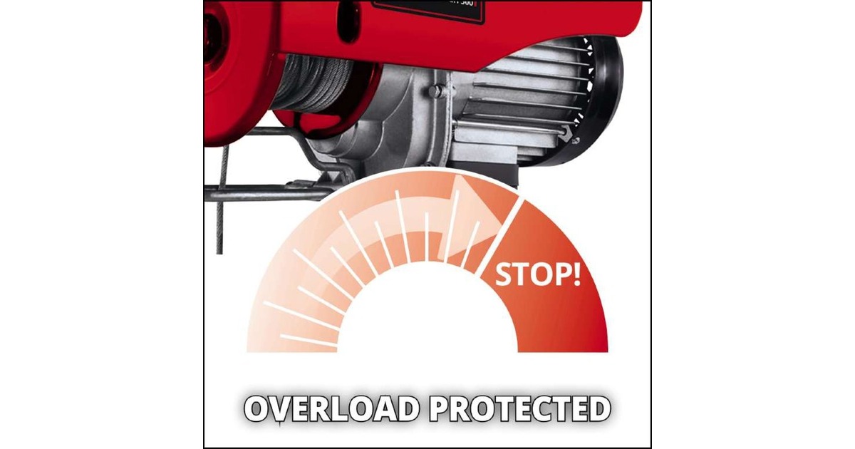Produktbild von Einhell Seilhebezug TC-EH 500 – 800W, 250/500 Kg Tragkraft, 12 M Drahtseil, Umlenkrolle, Automatische Bremse, Not-Aus