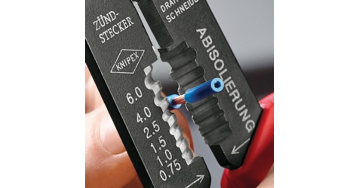 KNIPEX Crimpzange 97 21 215 rot/blau, Abisolieren, Crimpen 0,5 - 6,0mm²
