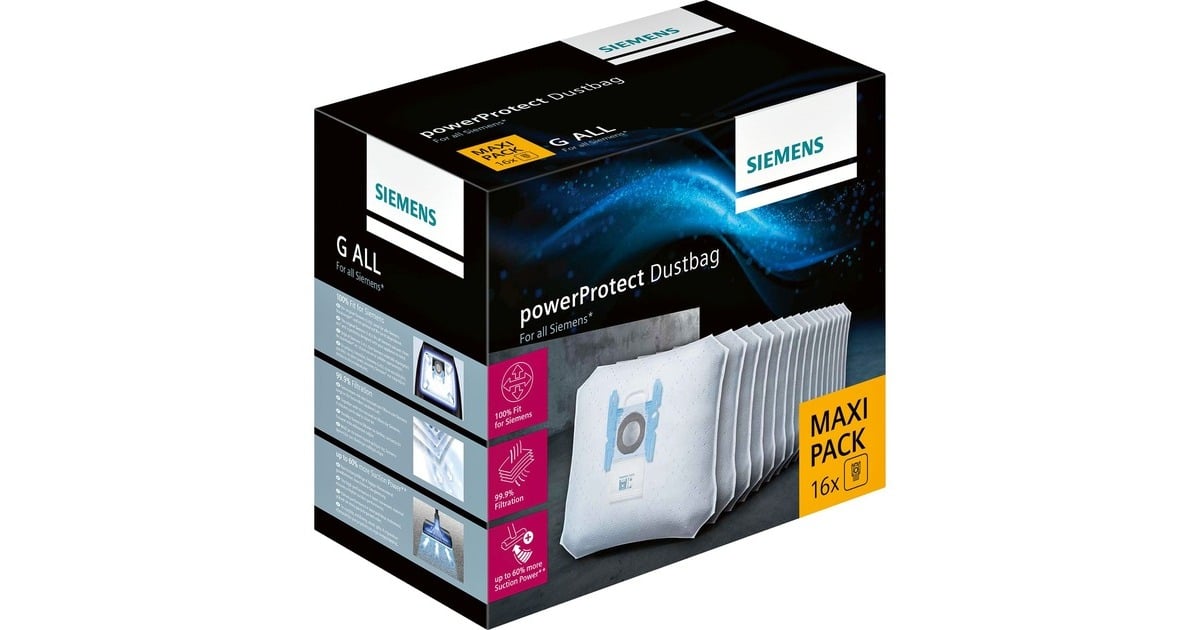 Siemens PowerProtect Staubsaugerbeutel Type G - 12er Pack Mit Hygienefiltern