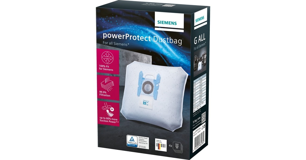 Siemens Staubsaugerbeutel PowerProtect VZ41FG (4+1) Typ G ALL 4 Stück
