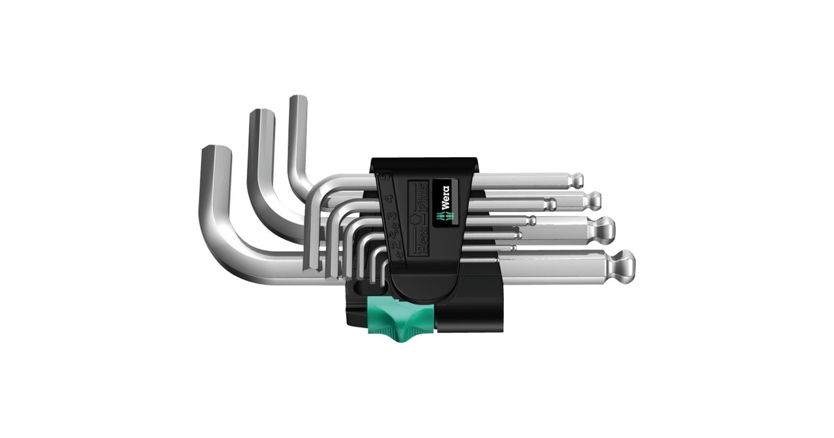 Wera Winkelschlüsselsatz 950 PKS/9 SM N, Schraubendreher mit Halteclip