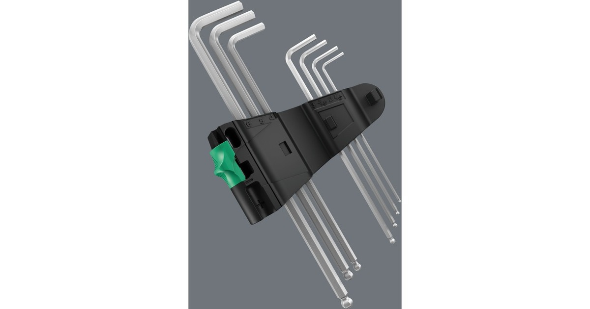 Wera Winkelschlüsselsatz 950 PKS/9 SM N, Schraubendreher mit Halteclip