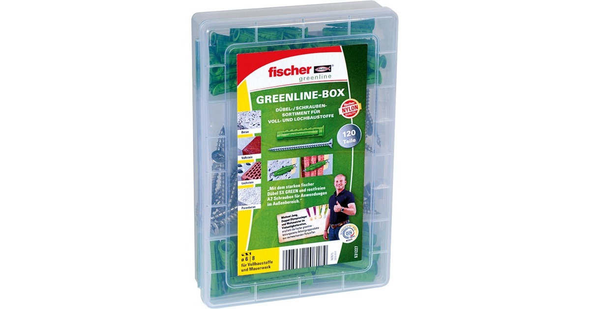 fischer Meister-Box greenline SX S + A2, Dübel grün, 120-teilig, mit ...
