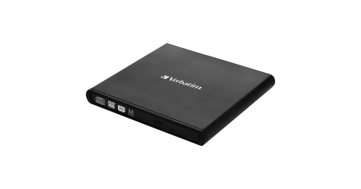 Verbatim External Slimline CD/DVD Writer, externer DVD-Brenner schwarz