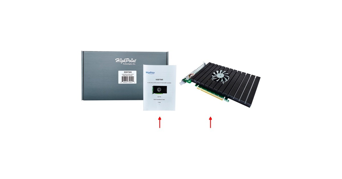 HighPoint SSD7505 NVMe RAIDカード PCIe4.0 SSD7505 PCIe 4.0 x16 4-Channel M.2 NVMe RAID Controller